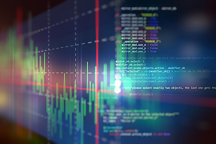 Finanzkurve auf technischem Hintergrund