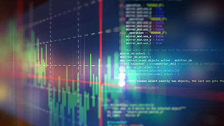 Finanzkurve auf technischem Hintergrund