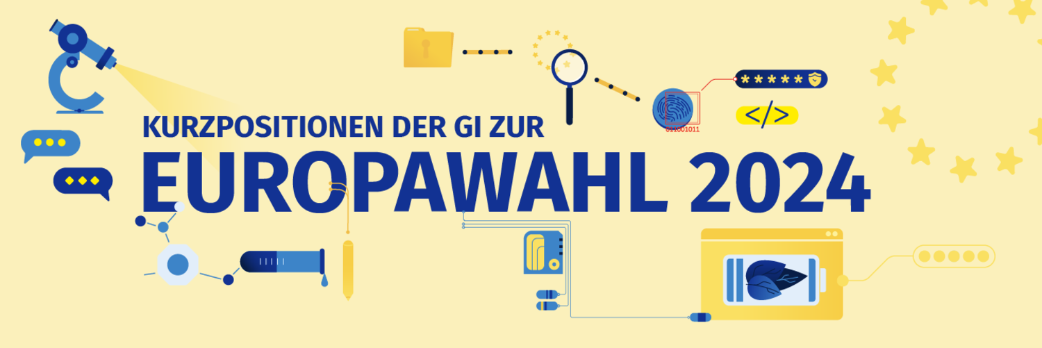 Illustration mit Text: GI-Positionen zur Europawahl 2024