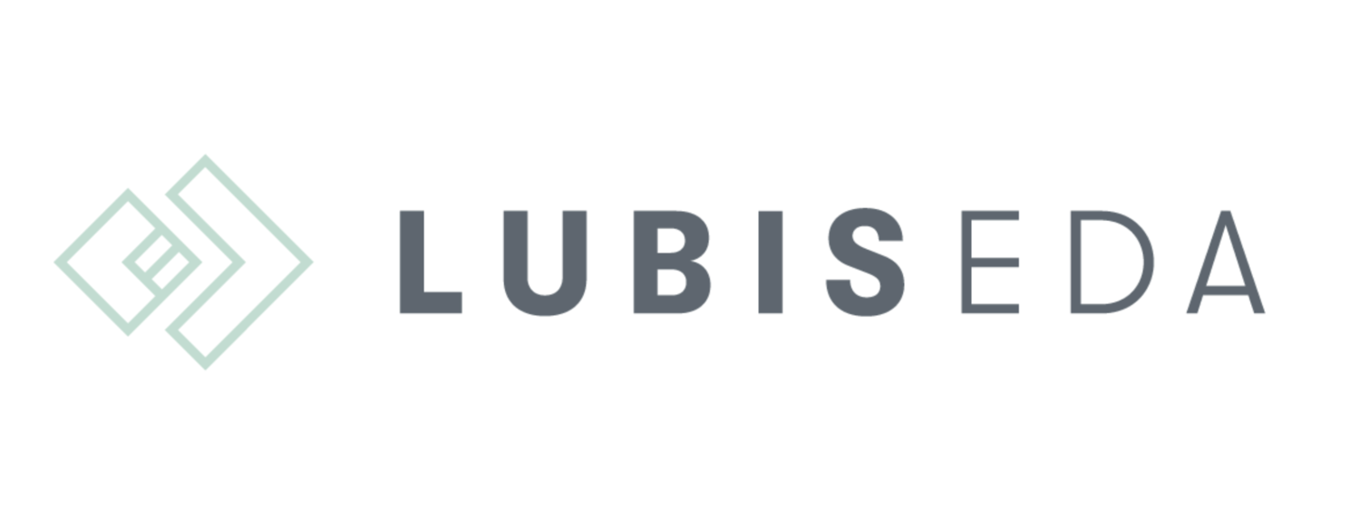 Label of Lubis EDA. A pale green arrow points to the gray lettering “Lubis EDA”