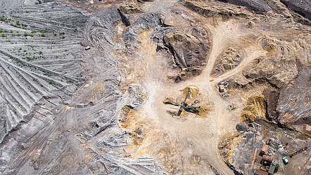 Bergbaugebiet aus der Vogelperspektive
